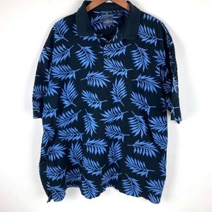 Dockers Golf Men’s Polo Shirt Black and Blue Leaves XL